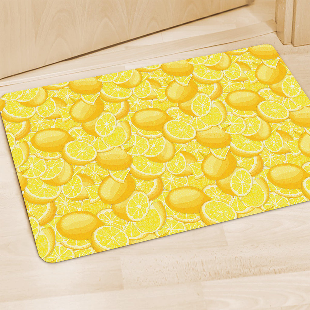 Yellow Lemon Pattern Print Polyester Doormat