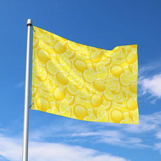 Yellow Lemon Pattern Print Polyester Flag