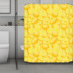 Yellow Lemon Pattern Print Polyester Shower Curtain