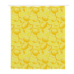 Yellow Lemon Pattern Print Polyester Shower Curtain
