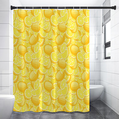 Yellow Lemon Pattern Print Premium Shower Curtain
