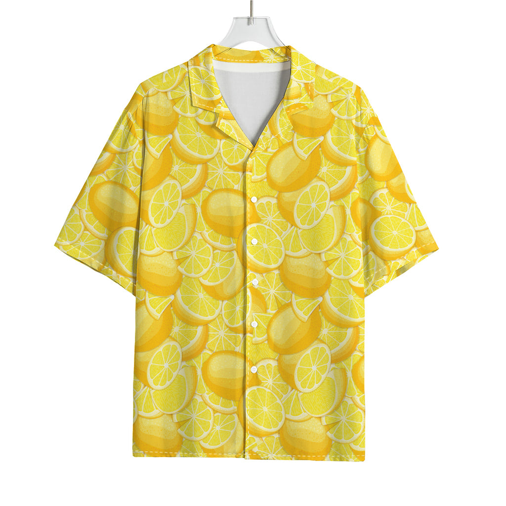 Yellow Lemon Pattern Print Rayon Hawaiian Shirt