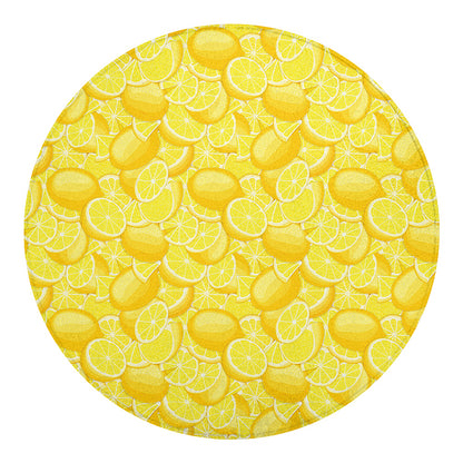 Yellow Lemon Pattern Print Round Blanket
