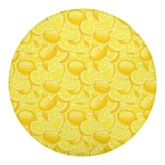 Yellow Lemon Pattern Print Round Blanket