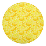 Yellow Lemon Pattern Print Round Blanket