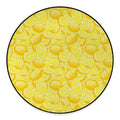 Yellow Lemon Pattern Print Round Floor Mat
