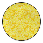 Yellow Lemon Pattern Print Round Floor Mat