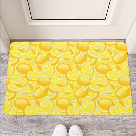 Yellow Lemon Pattern Print Rubber Doormat