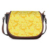 Yellow Lemon Pattern Print Saddle Bag