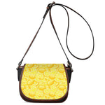 Yellow Lemon Pattern Print Saddle Bag