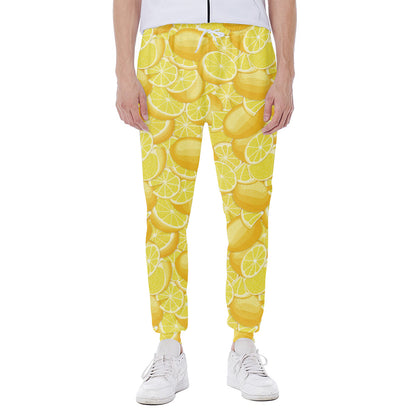 Yellow Lemon Pattern Print Scuba Joggers