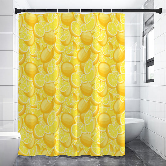 Yellow Lemon Pattern Print Shower Curtain
