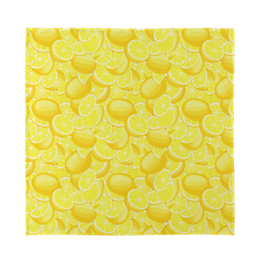 Yellow Lemon Pattern Print Silk Bandana