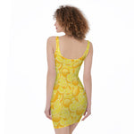 Yellow Lemon Pattern Print Sleeveless Bodycon Dress