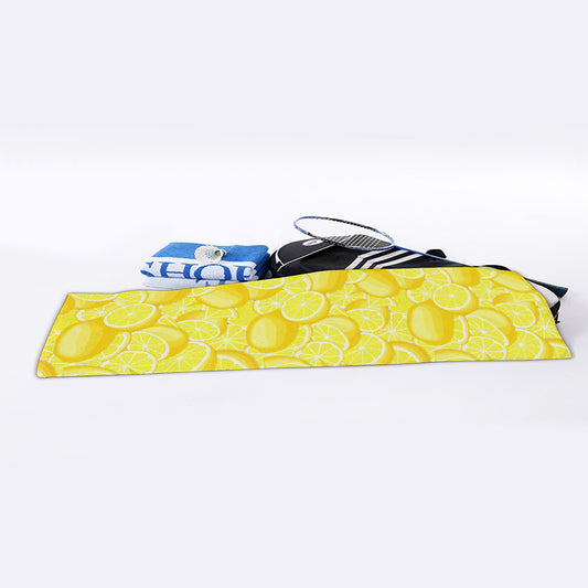 Yellow Lemon Pattern Print Sports Towel