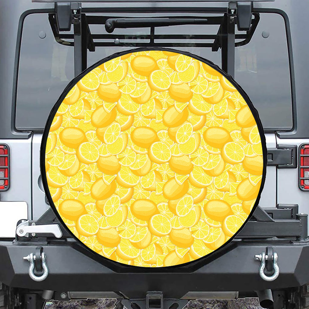 Yellow Lemon Pattern Print Tire Cover