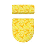 Yellow Lemon Pattern Print Toilet Lid And Tank Cover Set
