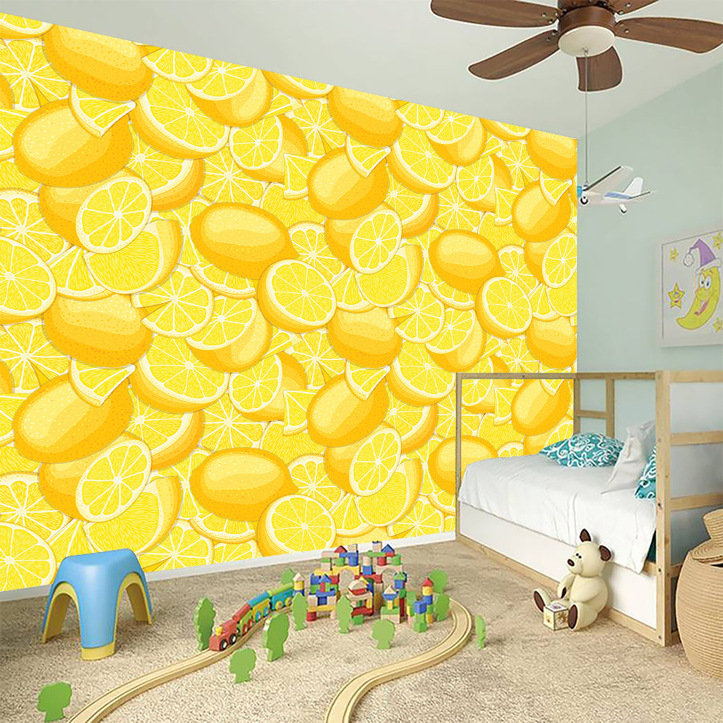 Yellow Lemon Pattern Print Wall Sticker