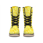 Yellow Lemon Pattern Print Winter Boots