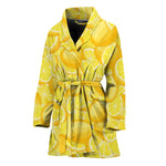 Yellow Lemon Pattern Print Women's Bathrobe
