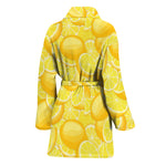 Yellow Lemon Pattern Print Women's Bathrobe