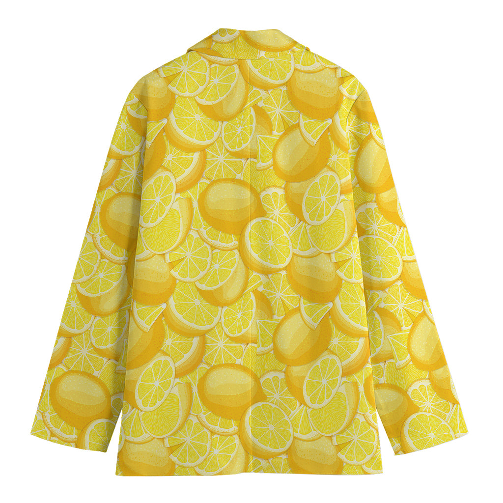 Yellow Lemon Pattern Print Women's Blazer