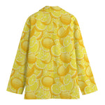 Yellow Lemon Pattern Print Women's Cotton Blazer