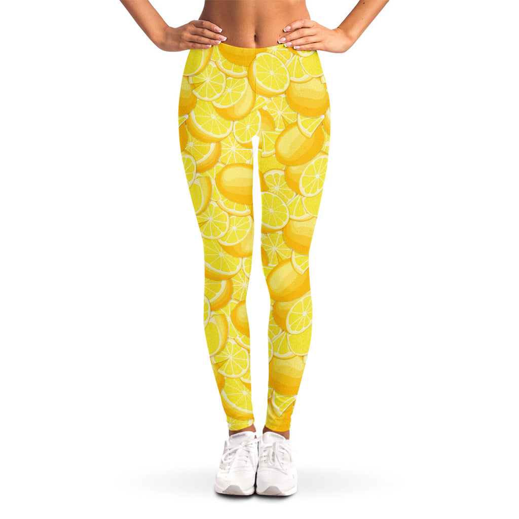 Yellow Lemon Pattern Print Women's Leggings