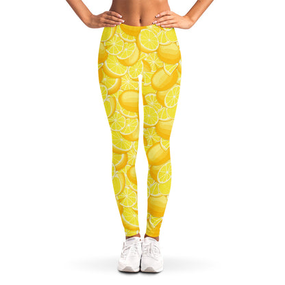 Yellow Lemon Pattern Print Women's Leggings