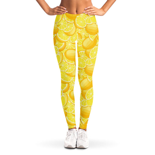 Yellow Lemon Pattern Print Women's Leggings