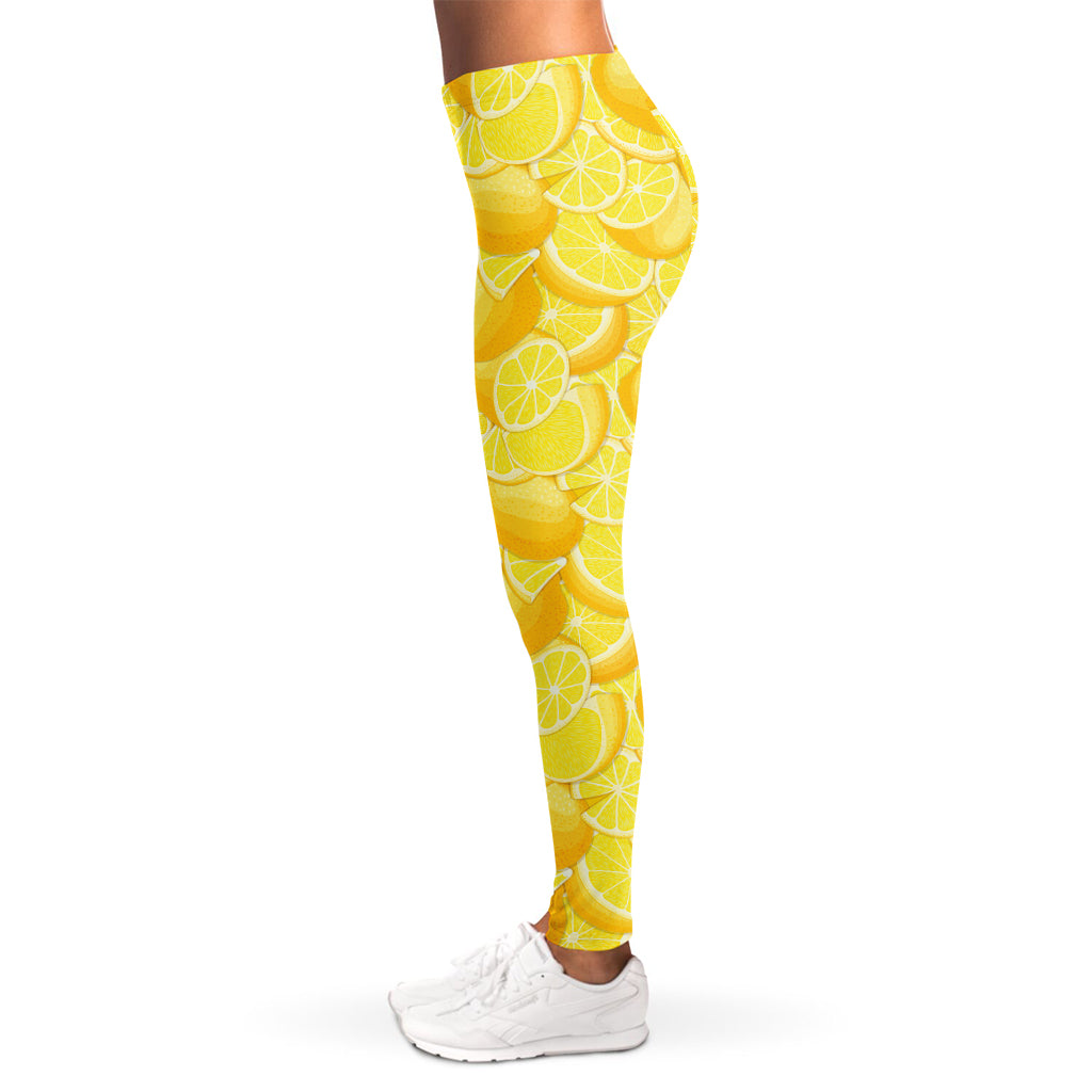 Yellow Lemon Pattern Print Women's Leggings