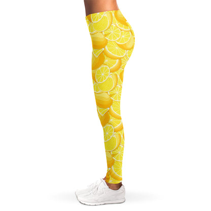 Yellow Lemon Pattern Print Women's Leggings