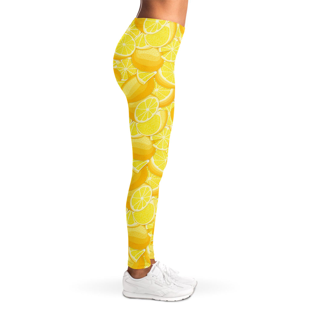 Yellow Lemon Pattern Print Women's Leggings