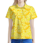 Yellow Lemon Pattern Print Women's Polo Shirt