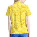 Yellow Lemon Pattern Print Women's Polo Shirt