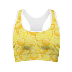 Yellow Lemon Pattern Print Women's Sports Bra