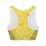 Yellow Lemon Pattern Print Women's Sports Bra