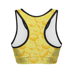 Yellow Lemon Pattern Print Women's Sports Bra