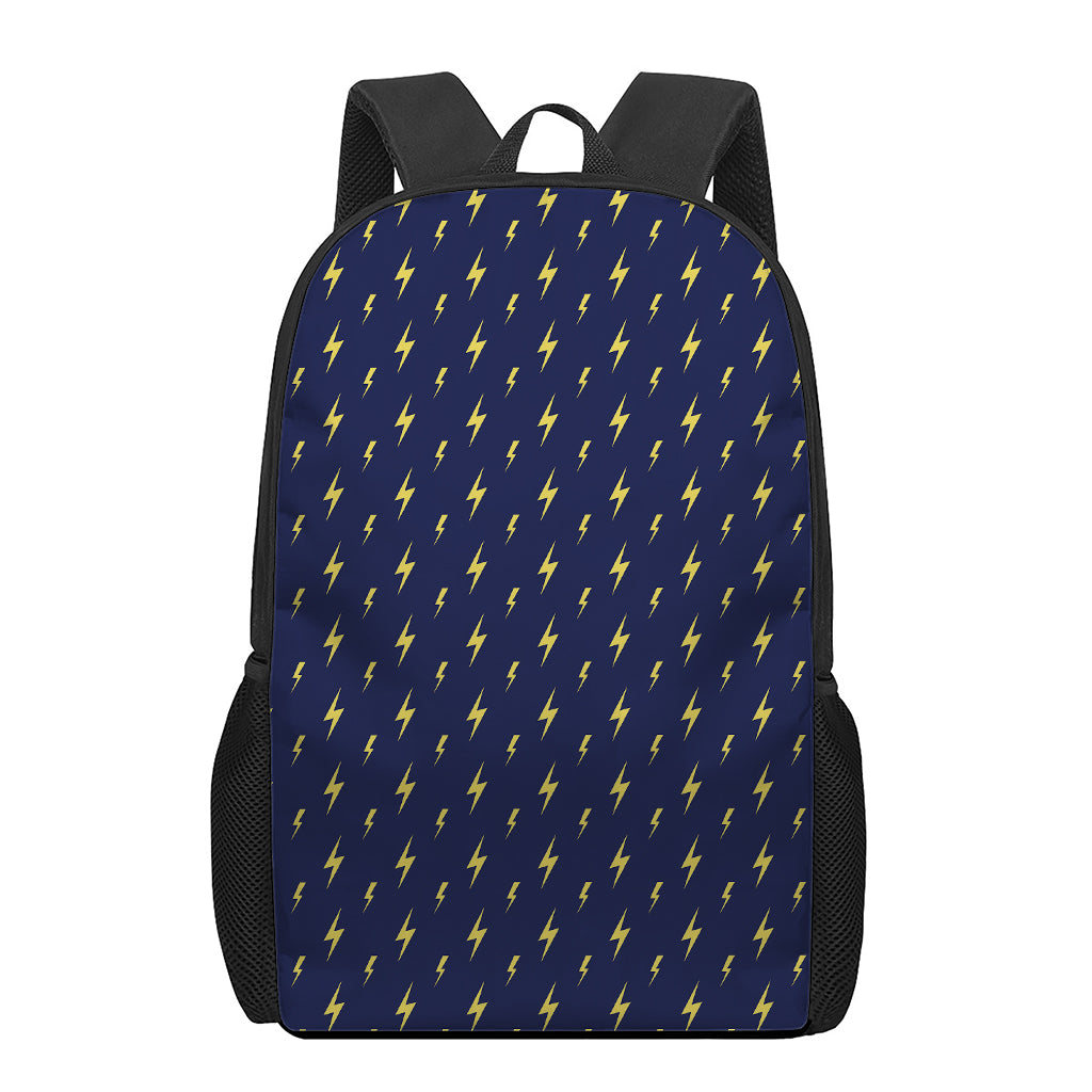 Yellow Lightning Bolts Pattern Print 17 Inch Backpack