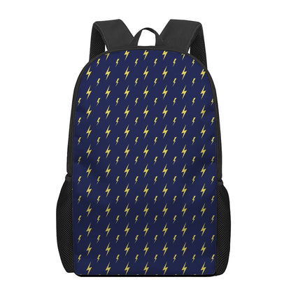 Yellow Lightning Bolts Pattern Print 17 Inch Backpack