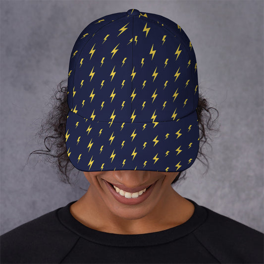 Yellow Lightning Bolts Pattern Print Baseball Cap
