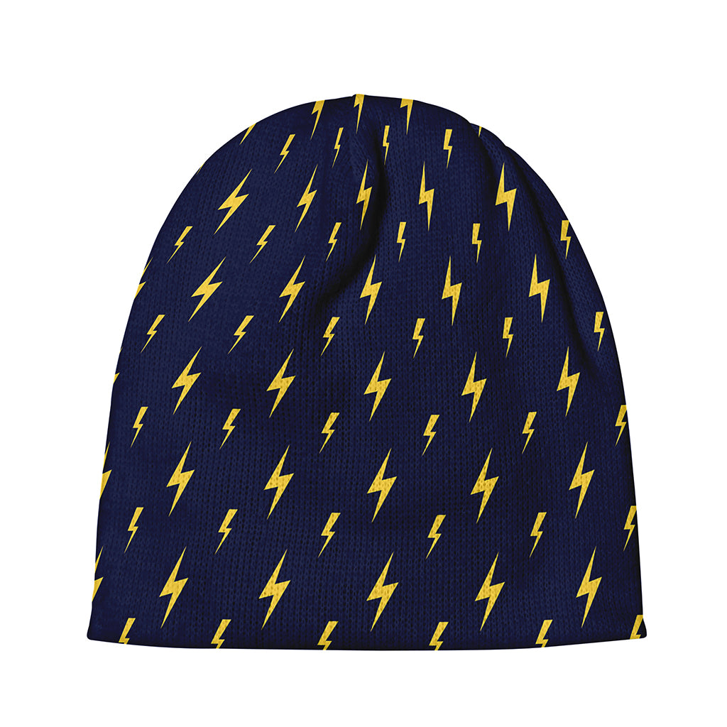 Yellow Lightning Bolts Pattern Print Beanie