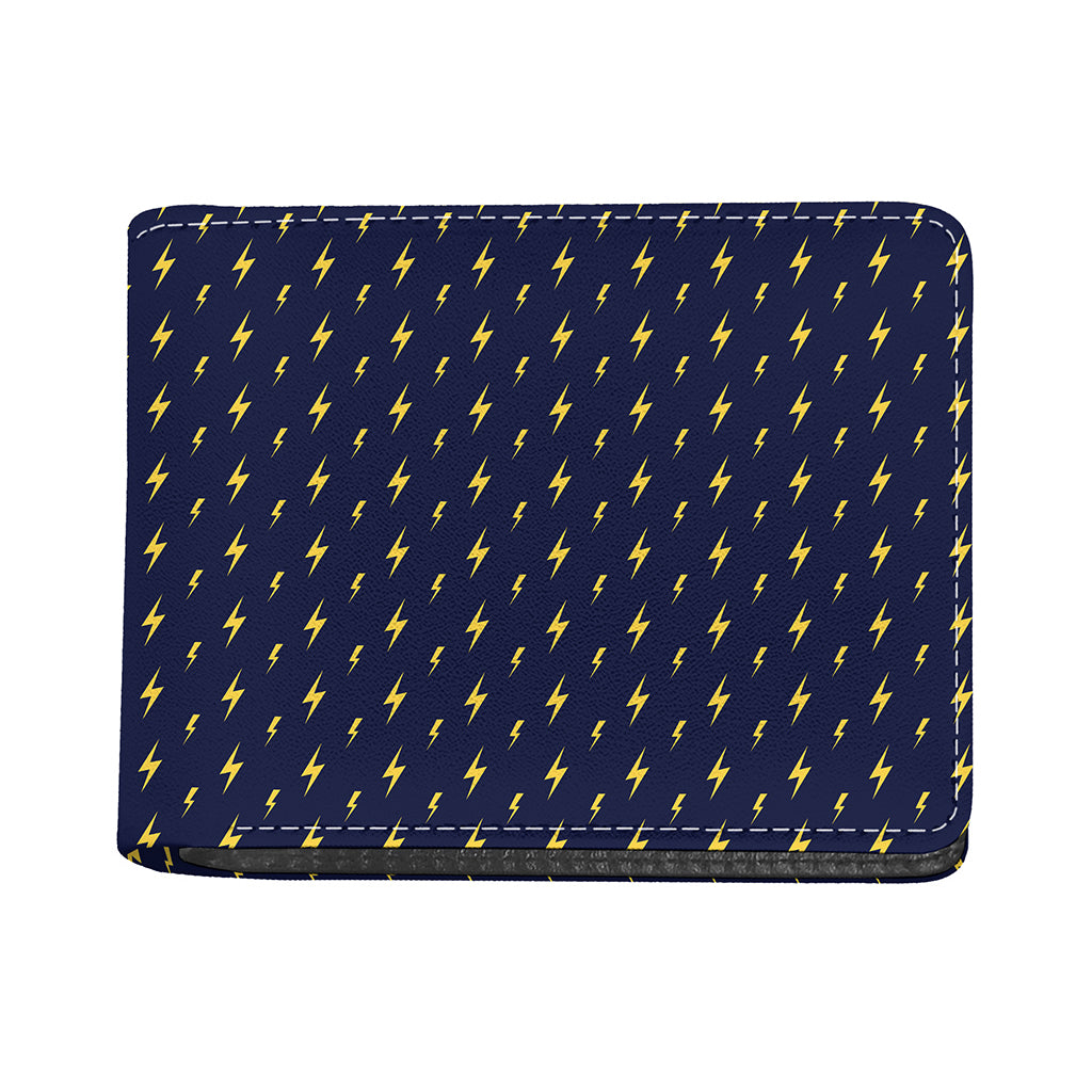 Yellow Lightning Bolts Pattern Print Bifold Wallet