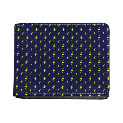Yellow Lightning Bolts Pattern Print Bifold Wallet