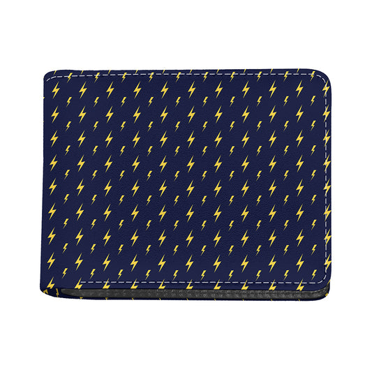 Yellow Lightning Bolts Pattern Print Bifold Wallet