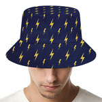 Yellow Lightning Bolts Pattern Print Bucket Hat