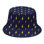 Yellow Lightning Bolts Pattern Print Bucket Hat