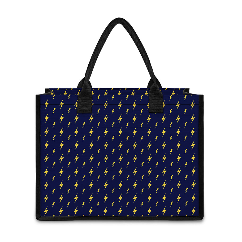 Yellow Lightning Bolts Pattern Print Canvas Tote Bag