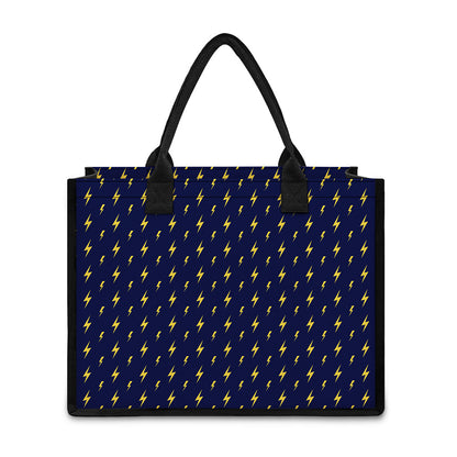 Yellow Lightning Bolts Pattern Print Canvas Tote Bag