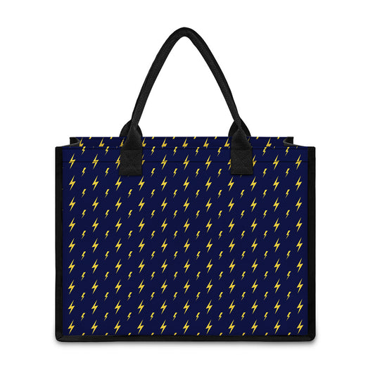 Yellow Lightning Bolts Pattern Print Canvas Tote Bag